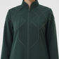 Geometric Panelled Design Green Abaya with Plain Chiffon Headscarf