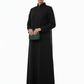 Geometric Panelled Design Black Abaya with Plain Chiffon Headscarf