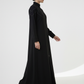 Geometric Panelled Design Black Abaya with Plain Chiffon Headscarf