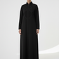 Geometric Panelled Design Black Abaya with Plain Chiffon Headscarf