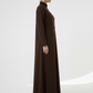 Geometric Panelled Design Brown Abaya with Plain Chiffon Headscarf