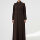 Geometric Panelled Design Brown Abaya with Plain Chiffon Headscarf