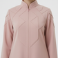 Geometric Panelled Design Pink Abaya with Plain Chiffon Headscarf