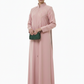 Geometric Panelled Design Pink Abaya with Plain Chiffon Headscarf