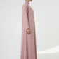 Geometric Panelled Design Pink Abaya with Plain Chiffon Headscarf
