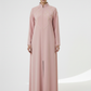Geometric Panelled Design Pink Abaya with Plain Chiffon Headscarf