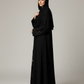 Premium Black Korean Nida Abaya – Elegant Handwork & Lace Floral Embroidery with Chiffon Headscarf