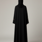 Premium Black Korean Nida Abaya – Elegant Handwork & Lace Floral Embroidery with Chiffon Headscarf