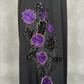 Luxe Black Korean Nida Abaya – Purple Sequin Floral Handwork with Chiffon Headscarf