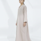 Melange Fabric Beige Kids Abaya with Lace On Front & Cuffs – Elegant Girls Modest Wear