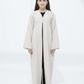 Melange Fabric Beige Kids Abaya with Lace On Front & Cuffs – Elegant Girls Modest Wear