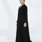 Melange Fabric Black Kids Abaya with Lace On Front & Cuffs – Elegant Girls Modest Wear