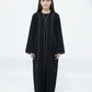 Melange Fabric Black Kids Abaya with Lace On Front & Cuffs – Elegant Girls Modest Wear