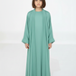 Green Premium 3-Piece Kids Abaya Set – Lightweight Harir Maqsood Modest Wear for Girls