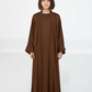 Brown Premium 3-Piece Kids Abaya Set – Lightweight Harir Maqsood Modest Wear for Girls