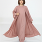 Pink Premium 3-Piece Kids Abaya Set – Lightweight Harir Maqsood Modest Wear for Girls