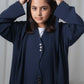 Kids Abaya With Sheila I Elegant Navy Blue Barbie Crepe Modest Wear for Girls
