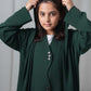 Kids Abaya With Sheila I Elegant Green Barbie Crepe Modest Wear for Girls