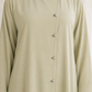 Sage Mist Korean Nida Abaya – Asymmetrical Button Design with Matching Chiffon Headscarf