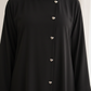 Black Korean Nida Abaya – Asymmetrical Button Design with Matching Chiffon Headscarf