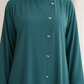 Green Korean Nida Abaya – Asymmetrical Button Design with Matching Chiffon Headscarf