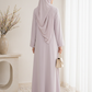 Lavender Korean Nida Abaya – Asymmetrical Button Design with Matching Chiffon Headscarf