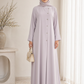 Lavender Korean Nida Abaya – Asymmetrical Button Design with Matching Chiffon Headscarf