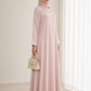 Pink Korean Nida Abaya – Asymmetrical Button Design with Matching Chiffon Headscarf
