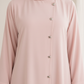 Pink Korean Nida Abaya – Asymmetrical Button Design with Matching Chiffon Headscarf