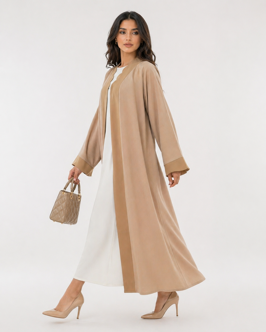 Minimalist Scalloped Trim & Open Front with Headscarf