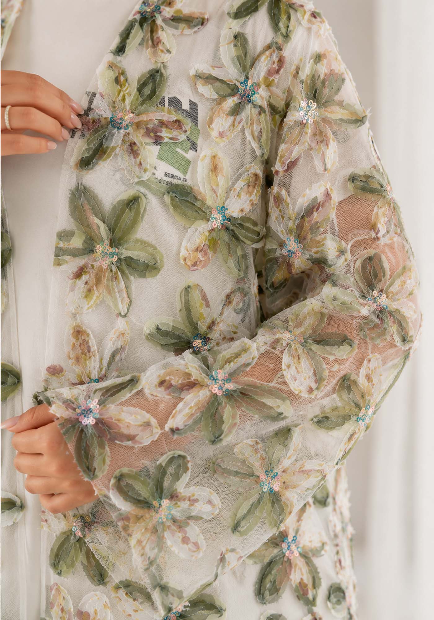 Net Floral Abaya with Headscarf – Elegant, Modest, Luxury Women’s Abaya for Special Occasions