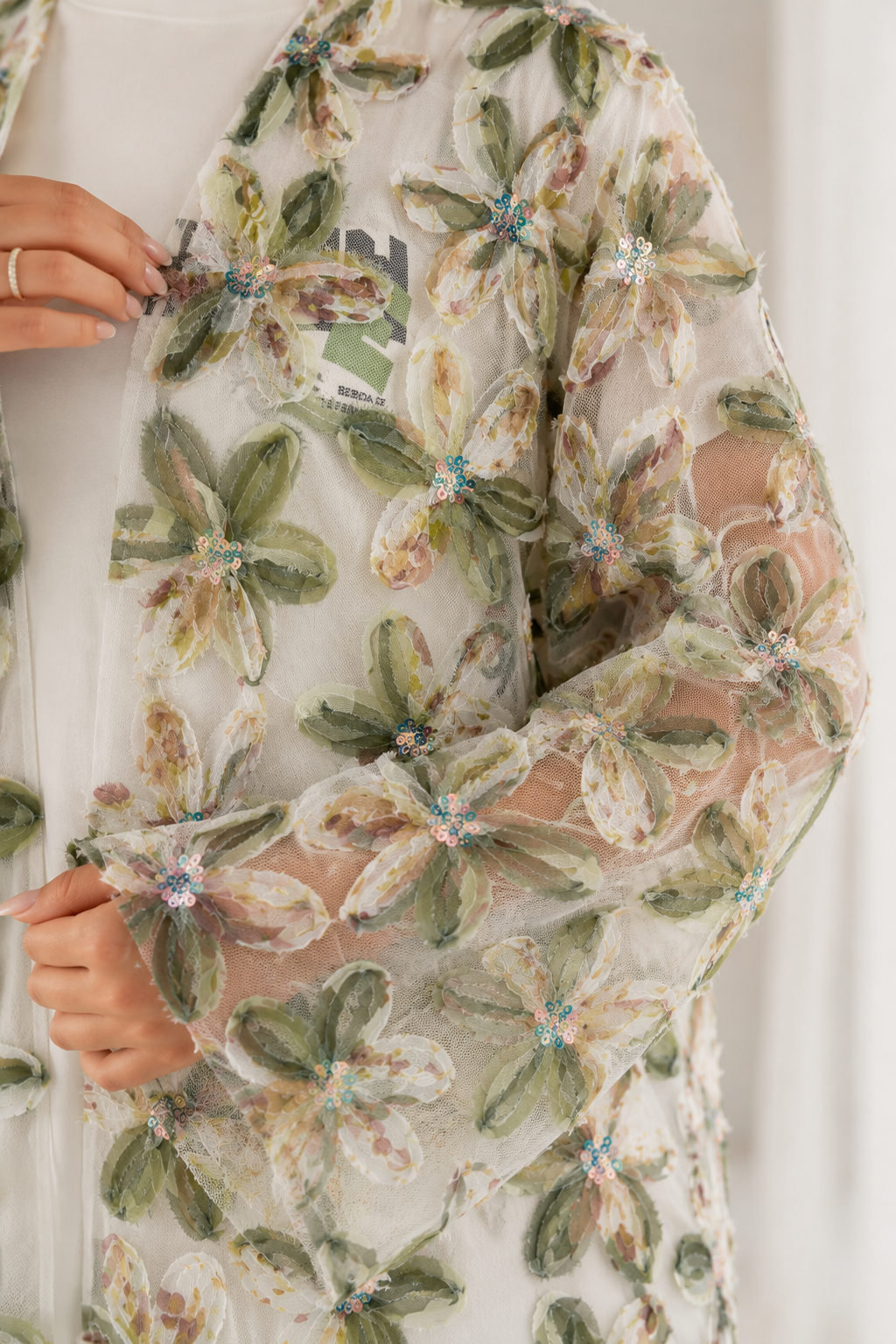 Net Floral Abaya with Headscarf – Elegant, Modest, Luxury Women’s Abaya for Special Occasions