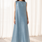 Dusk Blue Organza Abaya Set, Made in UAE