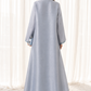 Dusk Blue Organza Abaya Set, Made in UAE