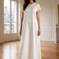 Satin Silk Under Abaya Dress I Off White, Short Sleeve, Maxi Length