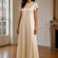 Satin Silk Under Abaya Dress I Ivory, Short Sleeve, Maxi Length