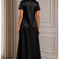 Satin Silk Under Abaya Dress I Black, Short Sleeve, Maxi Length