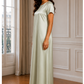 Sage Green Satin Silk Under Abaya | Long Slip Dress with Short Sleeves