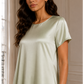 Sage Green Satin Silk Under Abaya | Long Slip Dress with Short Sleeves