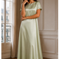 Sage Green Satin Silk Under Abaya | Long Slip Dress with Short Sleeves
