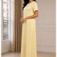 Butter Yellow Satin Silk Under Abaya | Long Slip Dress with Short Sleeves