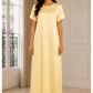 Butter Yellow Satin Silk Under Abaya | Long Slip Dress with Short Sleeves