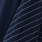 Navy Blue & Ice Blue 3-Piece Crepe Abaya Set with with Geometric Neckline & Striped Sleeves