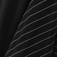 Black & Grey 3-Piece Crepe Abaya Set with Geometric Neckline & Striped Sleeves