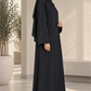 Black Korean Nida Abaya with Signature Front Loop Detailing & Matching Hijab