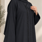 Black Korean Nida Abaya with Signature Front Loop Detailing & Matching Hijab
