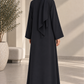 Black Korean Nida Abaya with Signature Front Loop Detailing & Matching Hijab