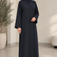 Black Korean Nida Abaya with Signature Front Loop Detailing & Matching Hijab