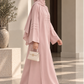 Pink Nida Abaya with Layered Front & Signature Pleated Details