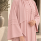 Pink Nida Abaya with Layered Front & Signature Pleated Details